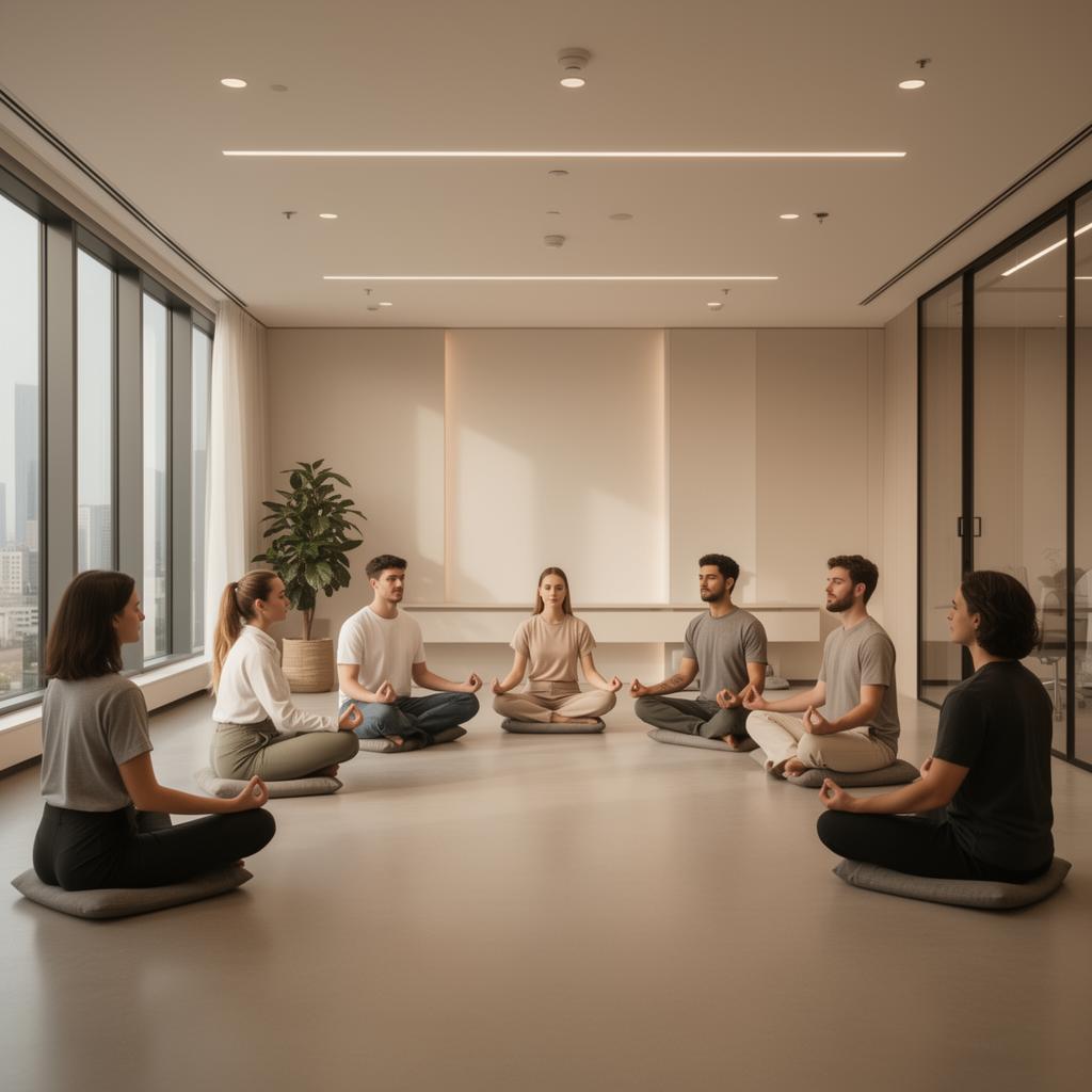 Diverse team meeting in a modern office, supported by BYOU wellbeing